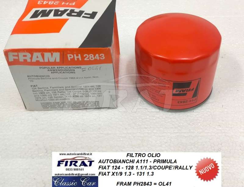 FILTRO OLIO FIAT 124-128-131-X1/9 (PH2843)